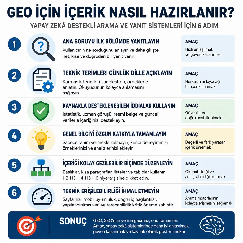 GEO uyumlu içerik nasıl hazırlanır